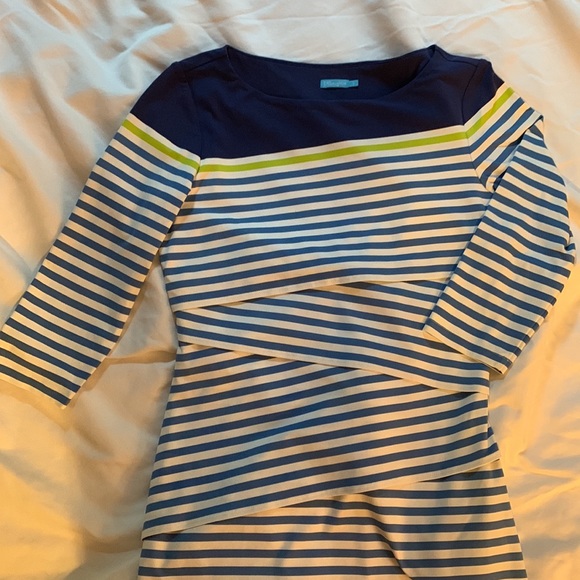 J. McLaughlin Nicola Layered Dress in Navy/Lime/Medium Blue. NWOT/Never worn szS - Picture 3 of 6